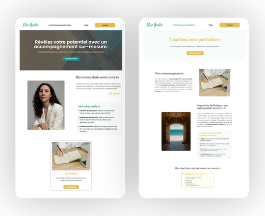 Site WordPress Élise Gratia Coaching, coach holistique, présenté sur ordinateur