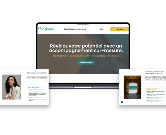 Site WordPress d’Élise Gratia Coaching coach holistique présenté sur ordinateur