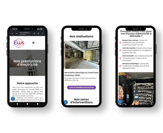 site mobile pour électricien marseille